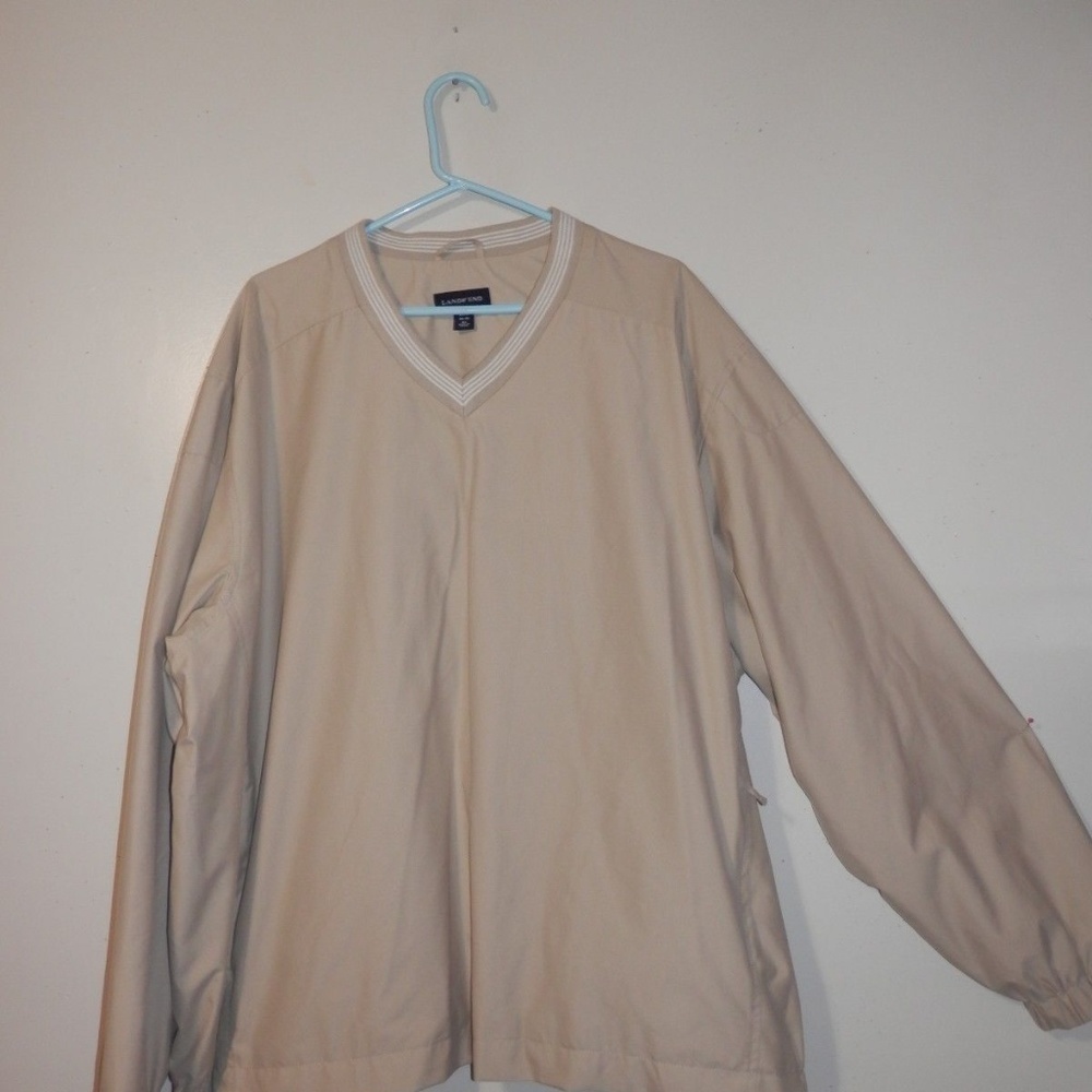 Lands End 2X Mens Jacket Tan Lined Windb